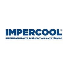 Impercool logo with blue text and Spanish tagline for waterproofing and thermal sealant products