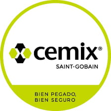 Cemix Saint-Gobain logo with yellow circle border and tagline Bien Pegado, Bien Seguro